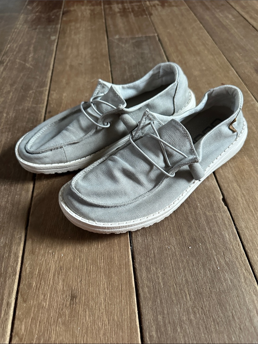 Hey Dude Women's Light Gray Canvas Slip-Ons